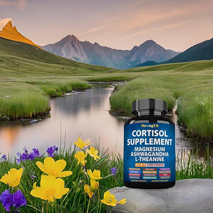 Cortisol Supplements for Women and Men with Magnesium, Ashwagandha & L-Theanine. High Cortisol Reducer, Manager, Detox, Lower and Control. Sleep Support & Stress Relief, USA (120 Capsules)