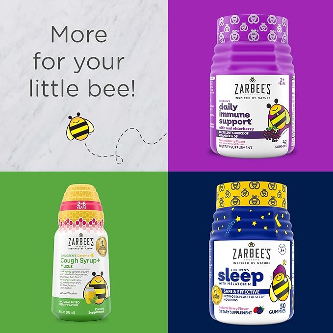 Zarbee's Gentle Bedtime Gummies for Kids - Melatonin-Free Blend of Natural Honey, Raspberry Lemon, and Chamomile Helps Children Unwind and Relax to Prepare for Sleep, 30ct