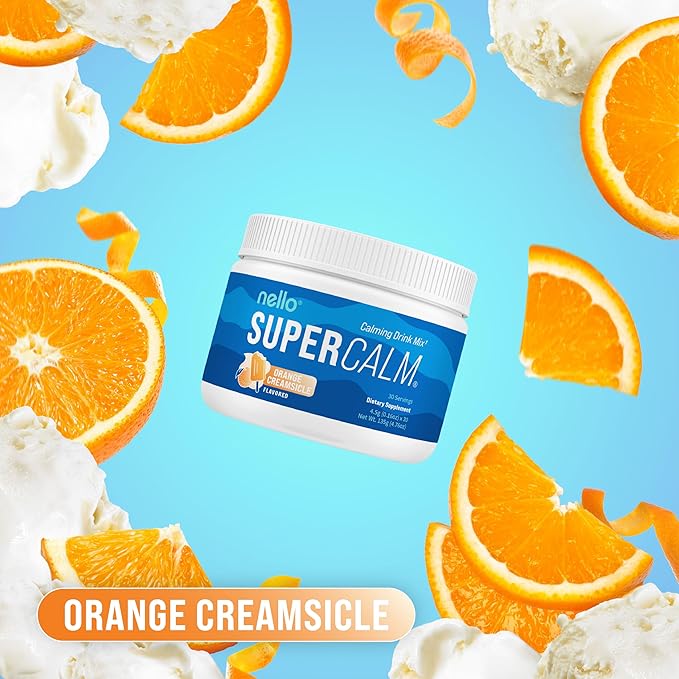 Supercalm Powdered Drink Mix, Orange Creamsicle, L Theanine, Ksm-66 Ashwagandha, Magnesium Glycinate, Vitamin D 3, Supplements for Relaxation & Focus, Natural, No Sugar, Non GMO, 30 Srvgs