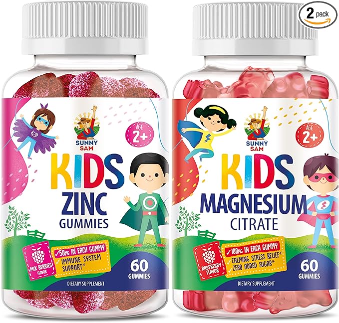 SUNNY SAM Zinc Chewable Gummy & Magnesium Gummies for Kids
