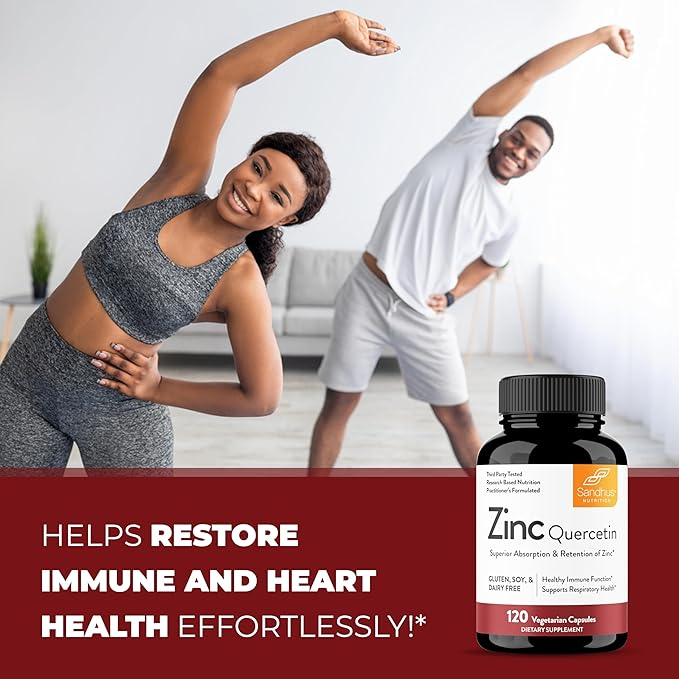 Sandhu's Zinc Quercetin 120 Vegetarian Capsules (Pack of 3) – Zinc Supplements for Antioxidant Immune Support Zinc for Men and Women