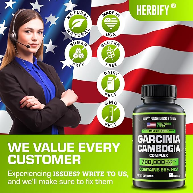 Garcinia Cambogia Wellness Support Supplement for Women & Men - Natural Herbal Extract with Antioxidant Properties - Vegan, Non-GMO Energy Booster for Daily Vitality and Digestive Support - 60 Count