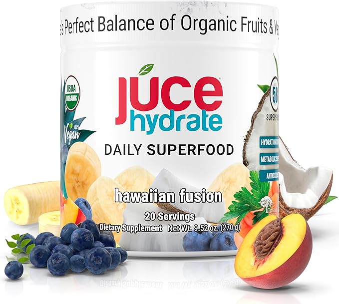 Júce Hydrate Replenishing & Nourishing Superfood Drink - Boost Reduce Fatigue - USDA Certified Organic, Plant-Based, Vegan - Gluten-Free, Dairy-Free, Soy-Free - 8.1 Ounce