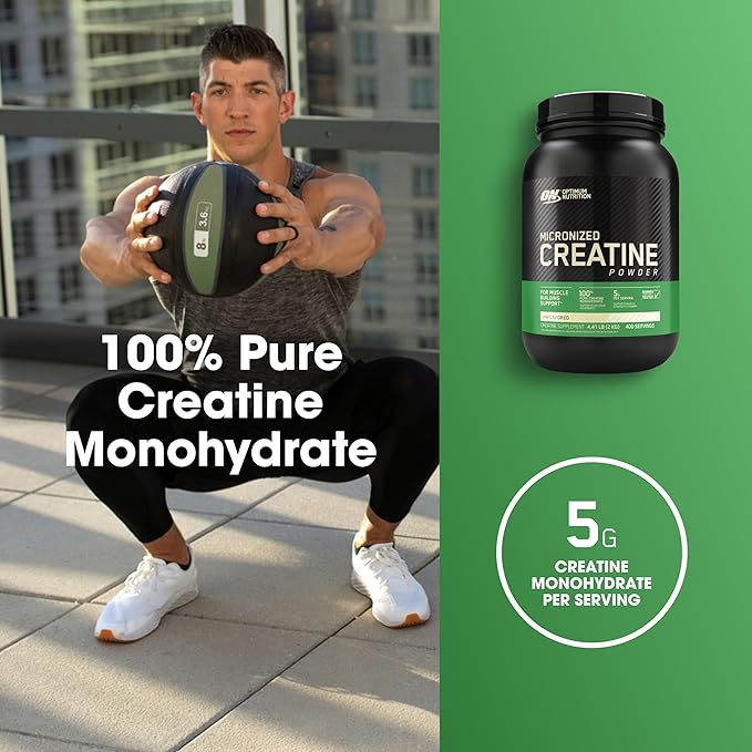 Optimum Nutrition Micronized Creatine Monohydrate Powder, Unflavored, Keto Friendly, 400 Servings (Packaging May Vary)