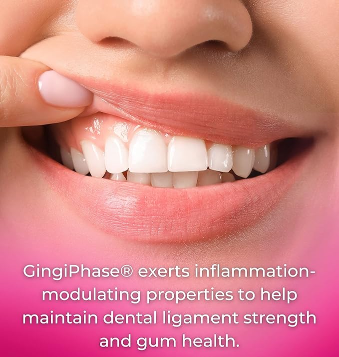 GingiPhase Natural Herbal Dental Support Supplement for Healthy Gums, Teeth, and Jaw Circulation (120 Capsules)