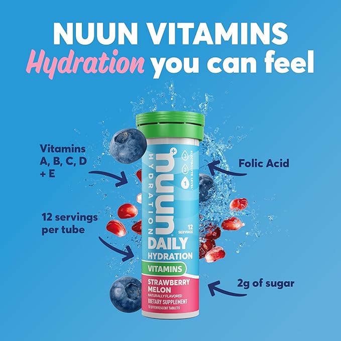 Nuun Hydration Vitamins Electrolyte Tablets, Mixed Fruit, 5 Essential Electrolytes for Hydration + Vitamin A, B6, C, D, E, with Magnesium, Vegan, Non-GMO, 4 Pack (48 Servings)
