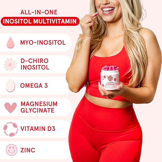 Inositol Multivitamin Capsules – Myo-Inositol & D-Chiro 40:1 Blend, Omega-3, Vitamin D3, Magnesium, Zinc – Supports Women’s Health, Mood, Energy, Supplement – 30 SVG