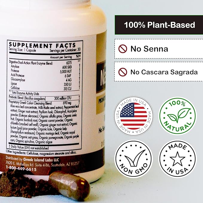 Natural Colon Cleanse Supplements (30 Capsules) – at Home Colon Detox - Defend Against Gas, Bloating, Constipation, & Diarrhea – Improve Digestive System