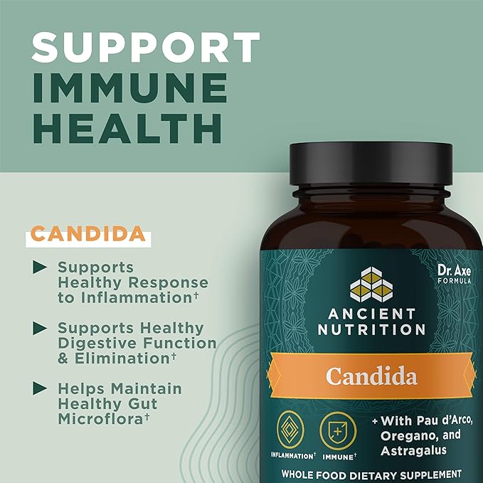 Gut Health Supplement by Ancient Nutrition, Candida Capsules, Provides Occasional Diarrhea, Constipation, Gas and Bloating Relief, Supports Immune Function, Gluten Free and Keto Friendly, 60 Capsules