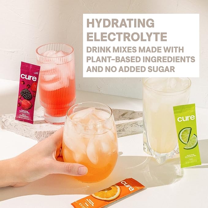 Cure Hydration | Plant-Based Electrolyte Drink Mix | No Added Sugar | FSA & HSA | Dehydration Relief Powder Made with Coconut Water | Non-GMO | Vegan | 28 Packets - Variety Pack