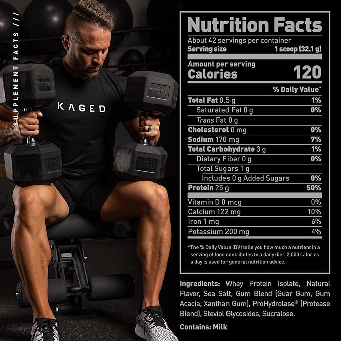 Kaged Whey Protein Isolate Powder, PB Chocolate, 100% Pure Low Lactose Whey, Post Workout Recovery Drink, Support Muscle-Building, 25g per Serving, Amazing Taste Easy Mix for Shakes, 41 Serving