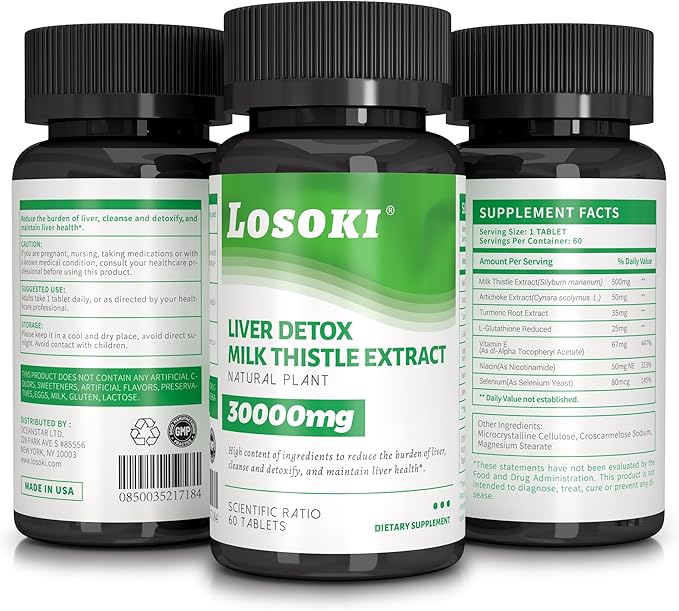 Liver Support Supplement with Milk Thistle Silymarin, Artichoke Extract, and Turmeric - Enhance Liver Function and Promote Digestive Wellness – 60 Tablets
