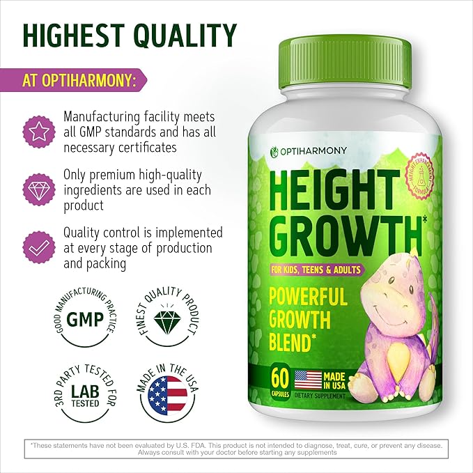 (Pack of 2) Height Growth Maximizer - Made in USA - Natural Height Increase Booster Supplement & Grow Taller Pills - Bone Growth for Adults, Teens & Kids - Vitamins for Boys & Girls to Get Taller
