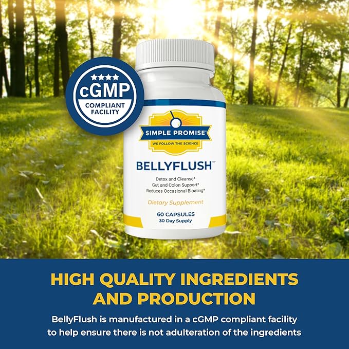 Simple Promise - BellyFlush - Detox and Colon Cleanse Support - Promotes Digestive Health, 60 Capsules