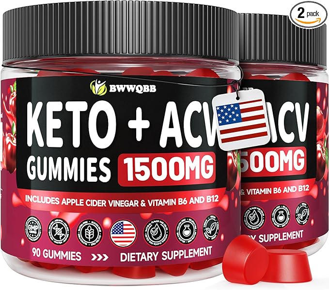 2 Pack Keto ACV Gummies Advanced Formula 1500mg, 180 Vegan Gelatin-Free Advanced Keto Acv Gummies with Pomegranate & Beetroot, Natural Ingredients, Alternative to Keto Drops
