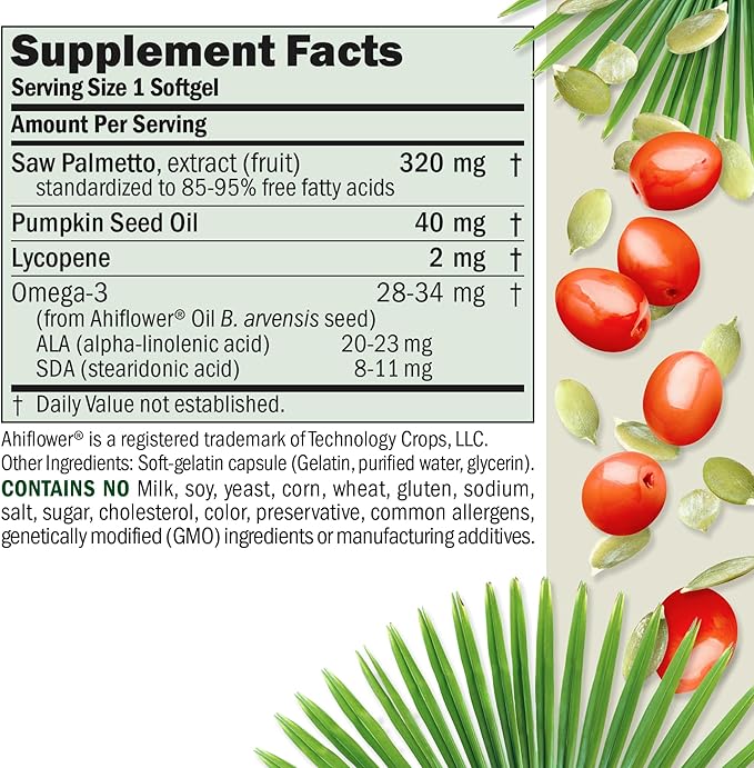 ANDREW LESSMAN Prostate Support Supplement for Men's Health, 180 Softgels, No Additives - Saw Palmetto for Men, Pumpkin Seed Oil, Lycopene & Omega-3 for Prostate Health, Urinary & Bladder Function