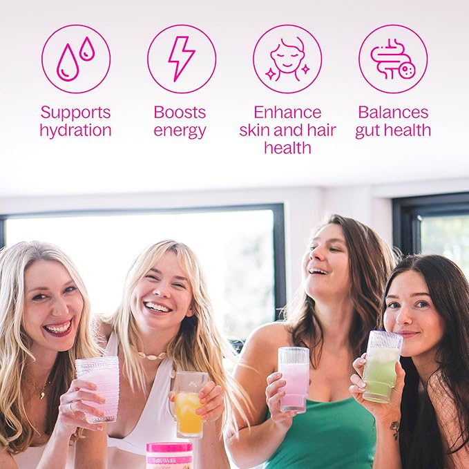 BelliWelli Fiber Supplement for Women & Men – Premium Daily Fiber Powder from Organic Acacia with Added Collagen, Electrolytes & Probiotics – No Bloat, Constipation & Gut Health Support (Peach Mango)