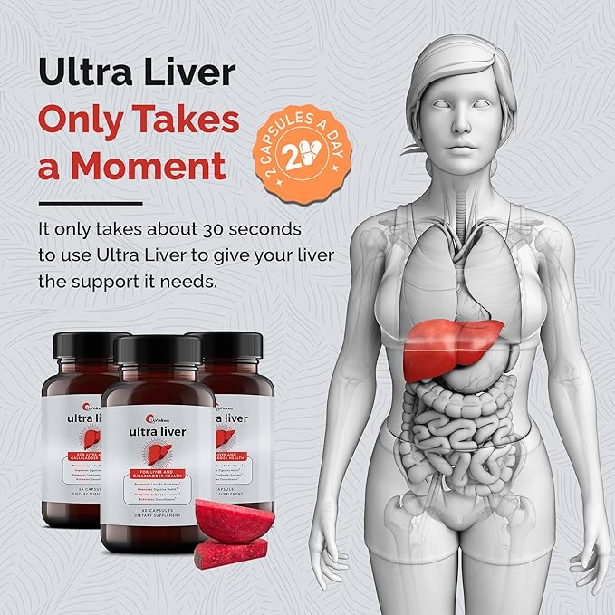 Ultra Liver Supplement for Liver Health and Gallbladder Support - Powered by TMG, NAC Milk Thistle, and More - 60 Capsules