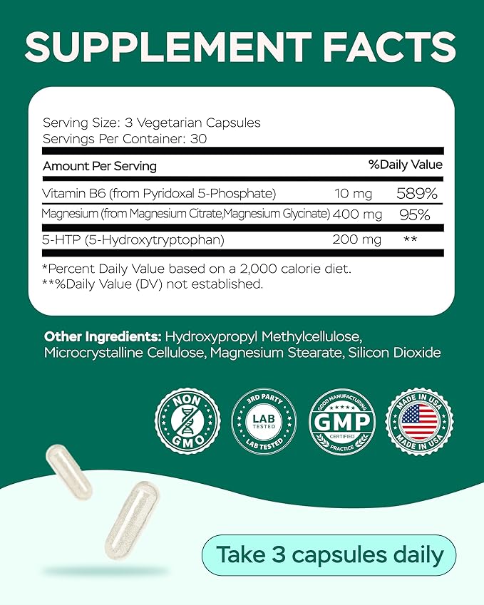 Magnesium for Sleep – Advanced Complex 610Mg with Glycinate, Citrate, Vitamin B6 for 3X Absorption & 5-HTP – Supports Sleep, Nighttime Relaxation, Nerve, Muscle, Bone & Energy Health