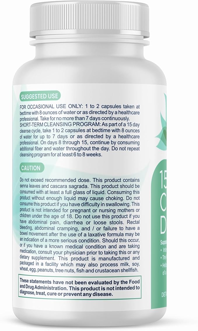 Body Art 15 Day Colon Cleanse Detox - Gut Detox Cleanse for Digestive Health, Gut Cleanse Detox for Women & Men - for Bowel Cleanse, Remove Body Waste, Advanced Colon Cleanser & Detox - 30 Capsules
