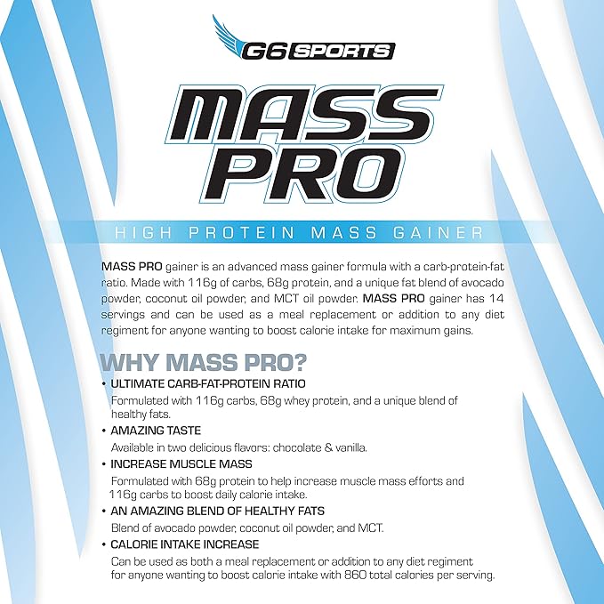 Nutrition Mass Pro High Protein Mass Gainer (64g Protein, Avocado Powder, Coconut Oil Powder, MCT Oil Powder) – 7lb Bag – Chocolate