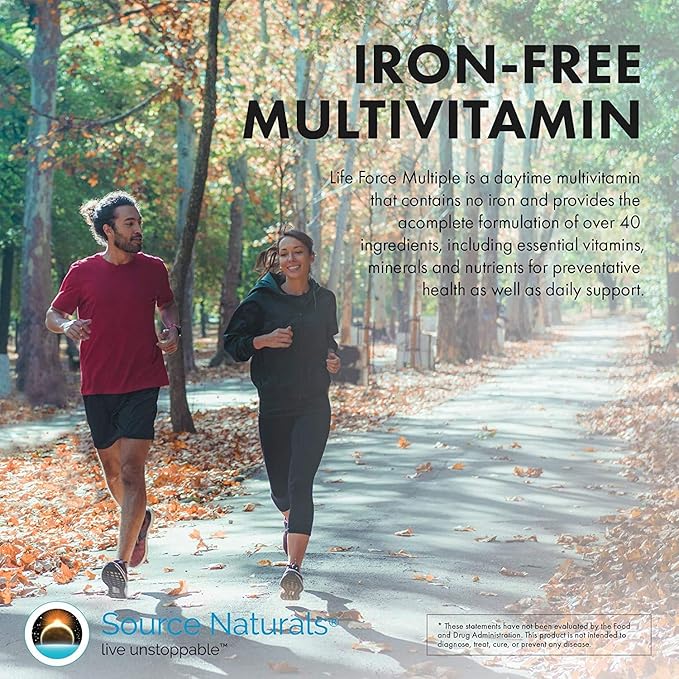 Source Naturals Life Force Multiple Iron Free Daily Multivitamin High Potency Essential Vitamins, Minerals, Antioxidants & Nutrients - Energy & Immune Boost - 60 Tablets