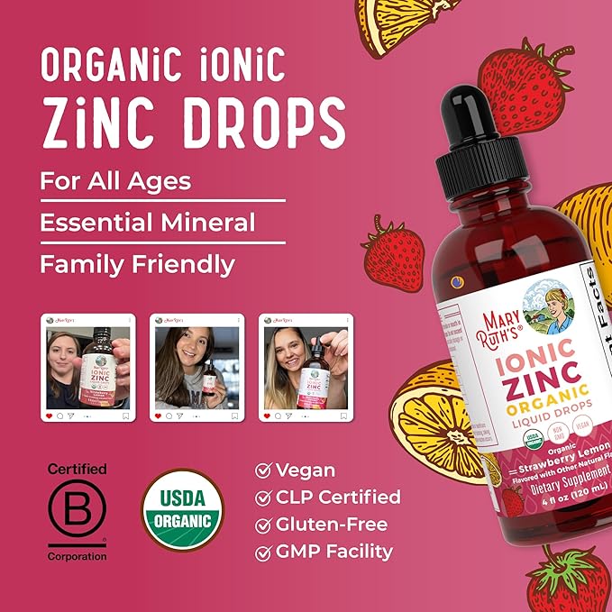 MaryRuth Organics Strawberry Lemon Ionic Zinc, 4 FZ