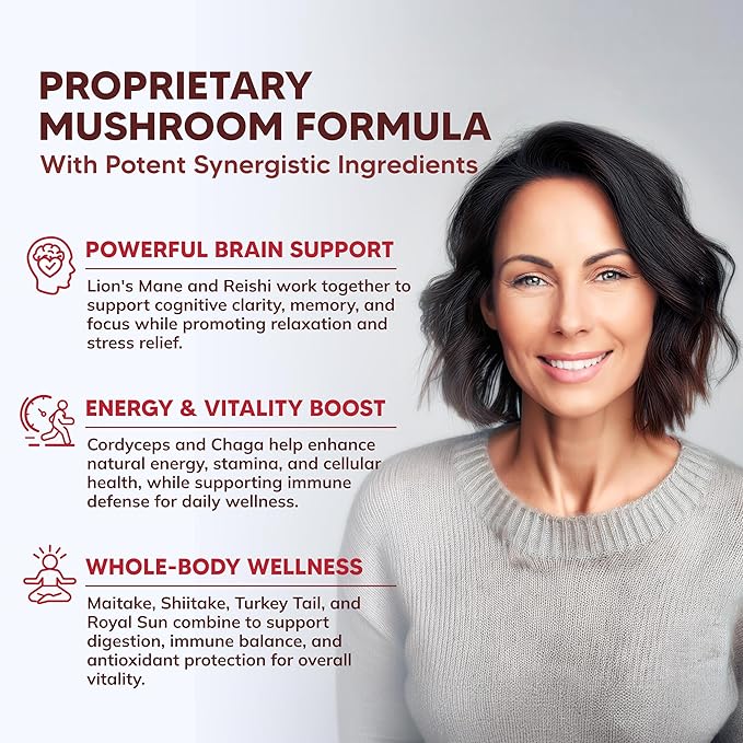 aSquared Nutrition Mushroom Gummies - 10x Complex Supplement - Lions Mane, Turkey Tail, Reishi, Cordyceps, Chaga - Energy, Focus, Immune Support for Men & Women - Replace Powder, Capsules & Pills
