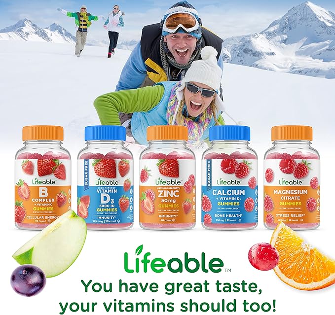 Lifeable Vitamin C - Great Tasting Natural Flavor Gummy Supplement - Vegetarian GMO-Free Chewable Vitamins - for Immune Support - 90 Gummies (1050 mg)