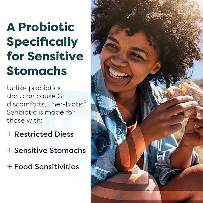 Klaire Labs SFI Health Ther-Biotic Synbiotic Prebiotics & Probiotics for Women & Men - Daily Probiotic with Low FODMAP Prebiotic - Gut, Immune, Respiratory & Digestive Health Support (30 Capsules)