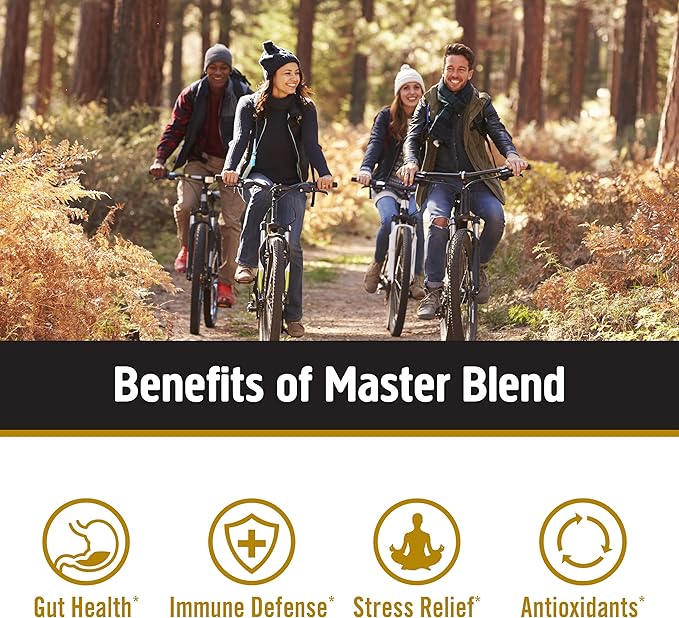 Om Mushroom Master Blend, Organic 10 Mushroom Complex & Adaptogens Powder, Reishi & Lions Mane - 3.17 oz