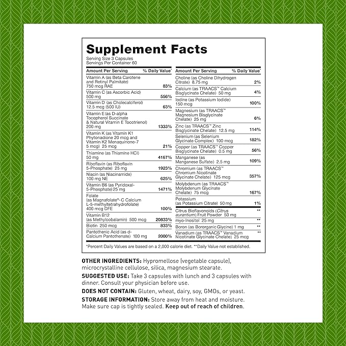 Amy Myers MD Multivitamin for Women and Men, Immune and Thyroid Support, Stress Relief - Activated B Vitamins, Zinc, Selenium, Iodine - Rich in Nutrients and Minerals, Increase Energy Levels 180 Caps