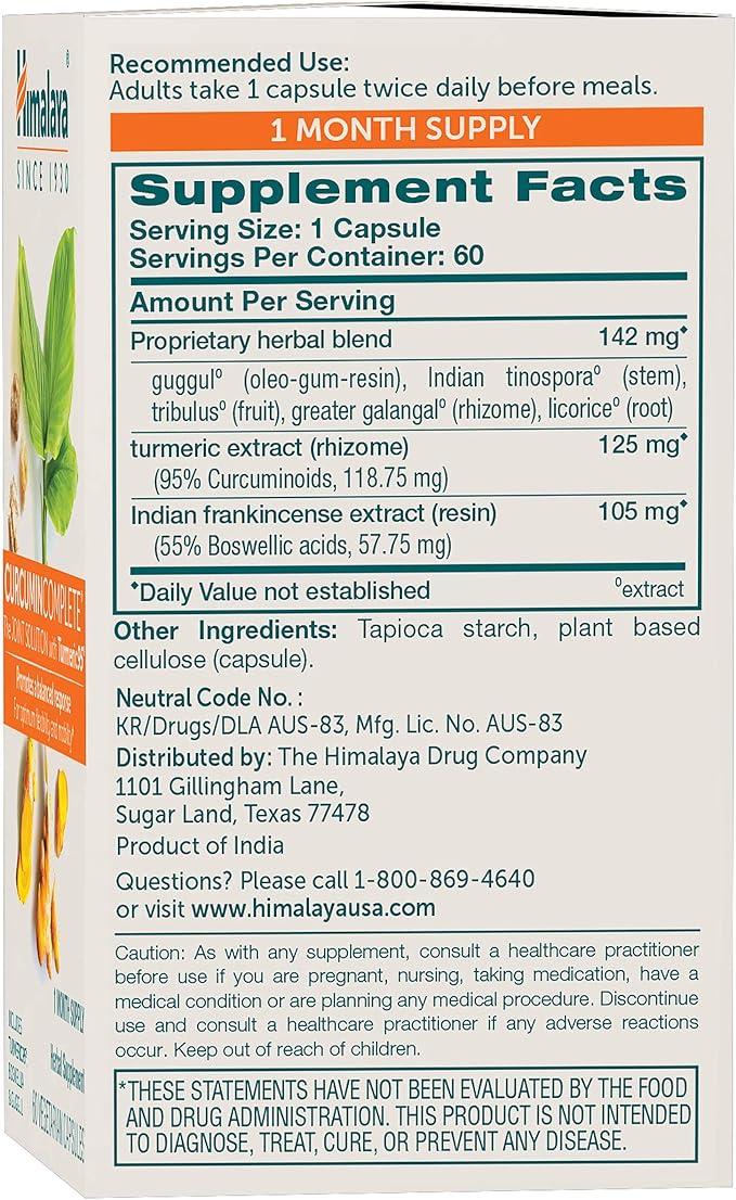 Himalaya Curcumin Complete for Joint Support and Optimum Flexibility & Mobility, 372 mg, 60 Capsules, 1 Month Supply