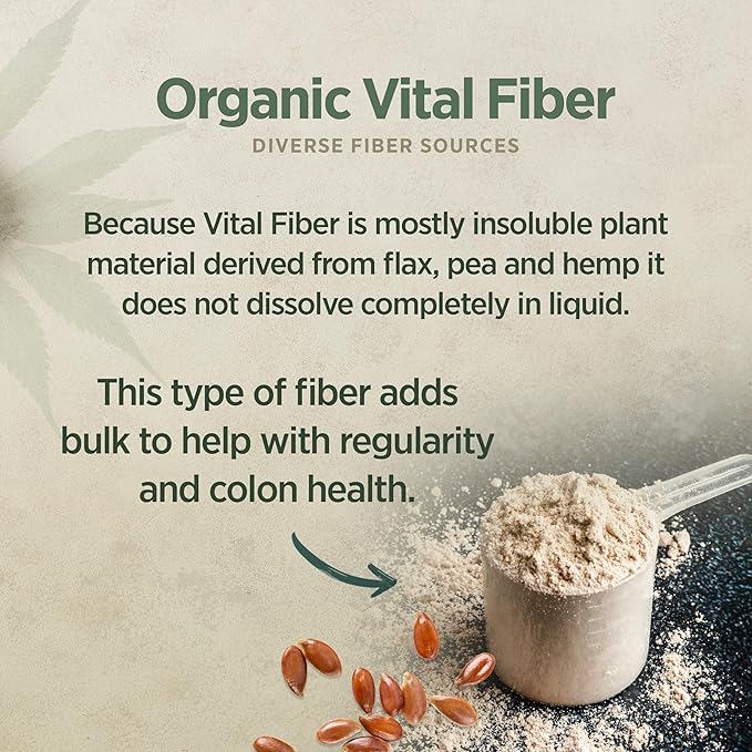 Vital Planet - Vital Fiber Powder, Soluble and Insoluble Fiber Supplement with Flax, Pea and Hemp, Organic Daily Dietary Supplement Supports Gut Digestive Regularity 7.76 oz