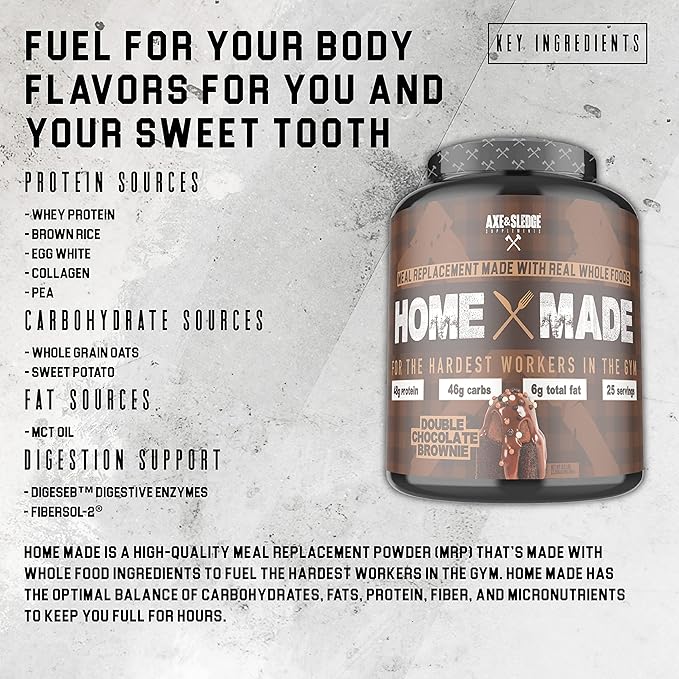 Axe & Sledge Supplements Home Made Whole-Foods-Based Meal Replacement Powder with Digestive Enzymes, Protein, Carbohydrates, and Fats, 25 servings (Peanut Butter Cookie)