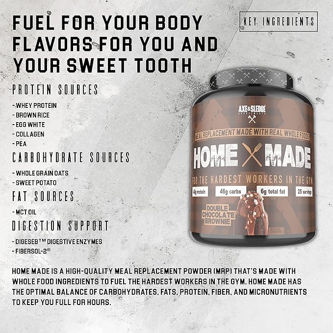 Axe & Sledge Supplements Home Made Whole-Foods-Based Meal Replacement Powder with DigeSEB Digestive Enzymes and Fibersol-2, Protein, Carbohydrates, and Fats, 25 Servings (Lemon Cream Pie)