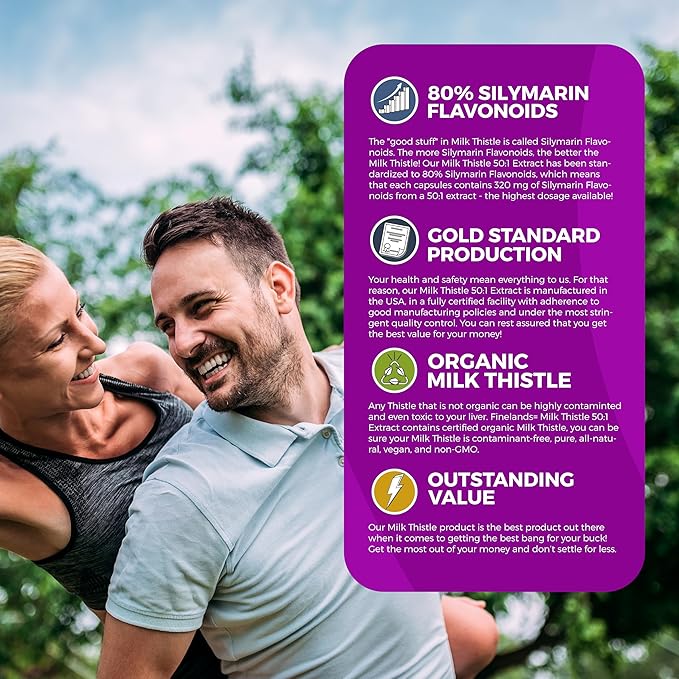 FineLand Milk Thistle 50:1 Silymarin Extract, 20,000 mg Equivalent per Capsule, Liver Cleanse & Detox Support, Antioxidant Liver Health Supplement, 120 Vegan Capsules, Non-GMO, Natural