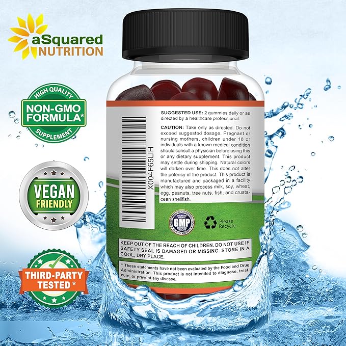 aSquared Nutrition Mushroom Gummies - 10x Complex Supplement - Lions Mane, Turkey Tail, Reishi, Cordyceps, Chaga - Energy, Focus, Immune Support for Men & Women - Replace Powder, Capsules & Pills
