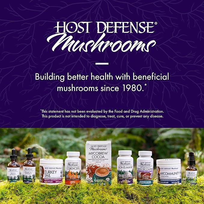 Host Defense BrainPower Stack Powder - Targeted Brain Support Supplement - Powder Mushroom Supplement with Lion's Mane, Niacin (B3) & Vitamin B12 - Herbal Brain Support - 100g (66 Servings)*