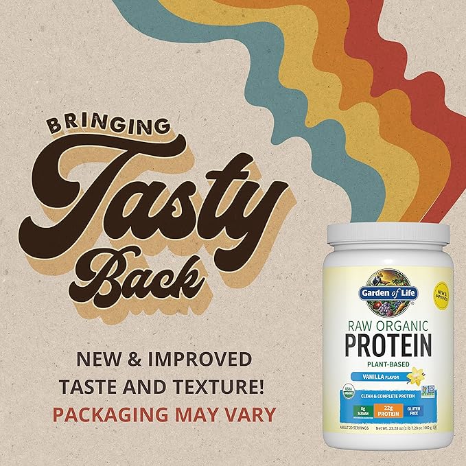 Vegan Protein Powder - Vanilla Organic Protein Powder, 22g Plant Based Protein & BCAAs, Probiotics & Digestive Enzymes - Garden of Life, Gluten & Lactose Free 1.5 LB
