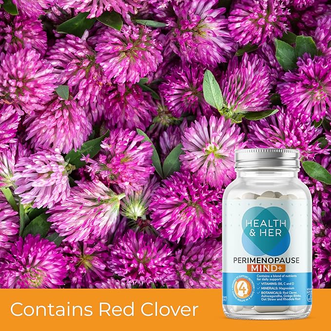 Health & Her Perimenopause Mind+ Cognitive Function Support, for Early Stage of Menopause, Mental Energy, Supplements for Women with Vitamins, Gluten-Free, Non-GMO, Vegan (30 ct - 1 Month)