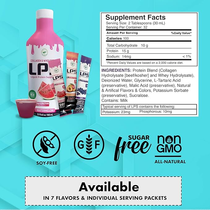 Nutritional Designs Sugar-Free Liquid Collagen & Whey Protein Supplement - Non-GMO Drink - Promotes Healthy Skin & Hair for Men & Women (Honey Vanilla)