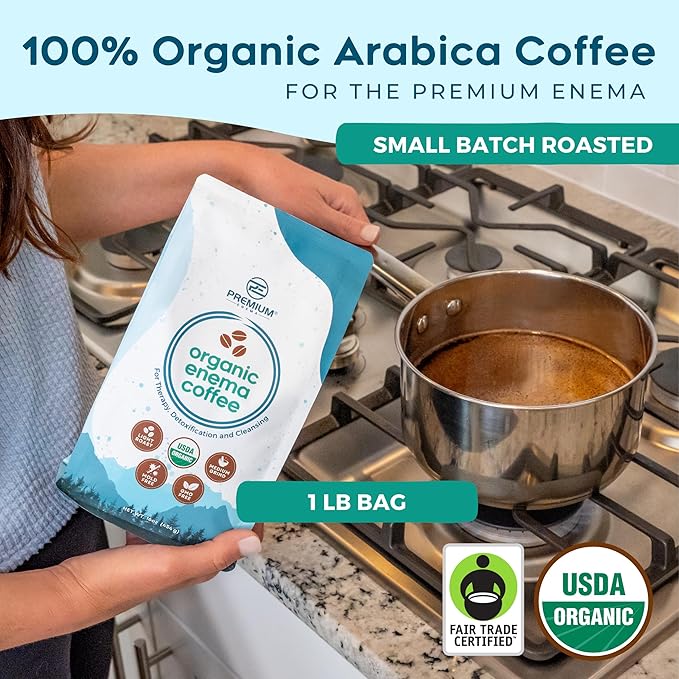 PE Premium Enema Organic Coffee for Enemas (1LB) Light Roast, Medium Ground. Ideal for Liver Cleansing, Colon Cleansing, Gerson Coffee Enemas.