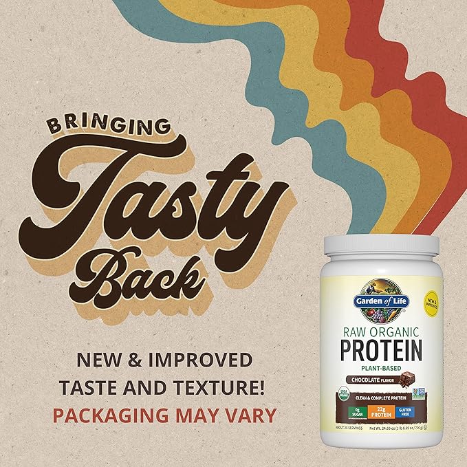 Vegan Protein Powder - Chocolate Organic Protein Powder, 22g Plant Based Protein & BCAAs, Probiotics & Digestive Enzymes - Garden of Life, Gluten & Lactose Free 1.5 LB