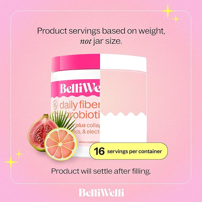 BelliWelli Fiber Supplement for Women & Men – Premium Daily Fiber Powder from Organic Acacia with Added Collagen, Electrolytes & Probiotics – No Bloat, Constipation & Gut Health Support (Tropical)
