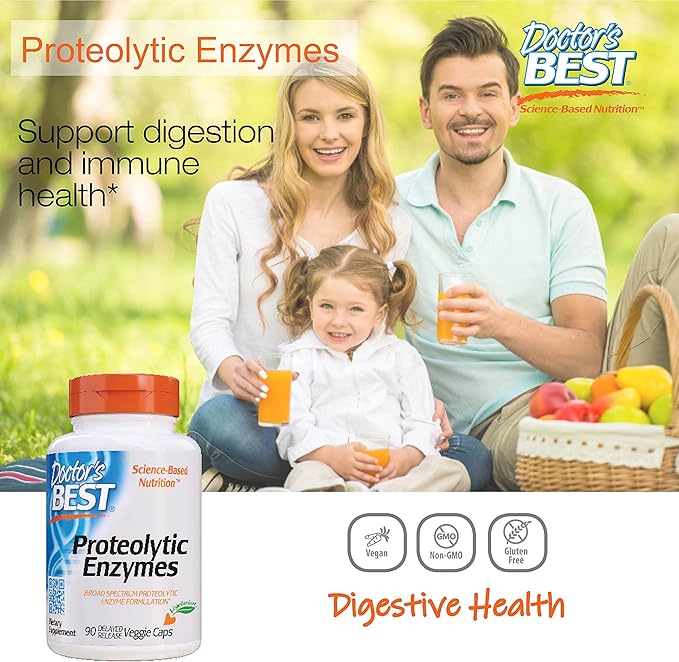 Doctor's Best Proteolytic enzymes, Digestion, Muscle, Joint, Non-GMO, Gluten Free, Vegetarian, 90 Veggie Caps
