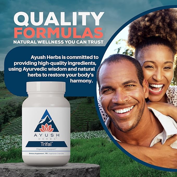 Ayush Herbs Trifal, Digestive Support Supplement for Women and Men, Capsules for Digestion, Intestinal Health, and Antioxidant Boost, Ayurvedic Herbs and Supplements, 90 Vegetarian Capsules