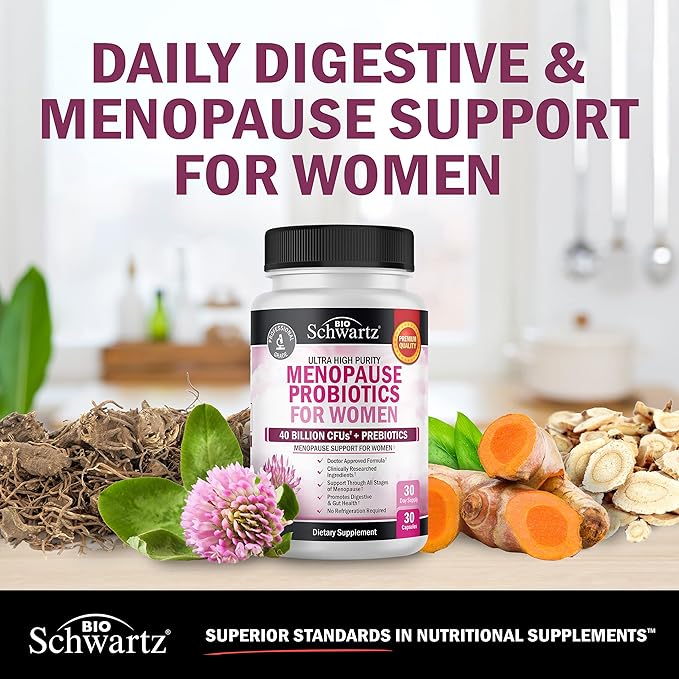Menopause Supplements for Women - 40 Billion CFU Menopause Probiotics for Women - Support for Hot Flashes Night Sweats Mood Swings and Balance - Non-GMO, 30 Easy-Swallow Capsules, 30 Servings