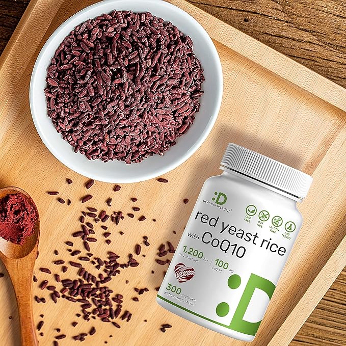 Deal Supplement Red Yeast Rice 1,200mg Per Serving with CoQ10, 300 Capsules - Antioxidant Support - Pure Monascus Purpureus Powder Source - Citrinin Free, Non-GMO