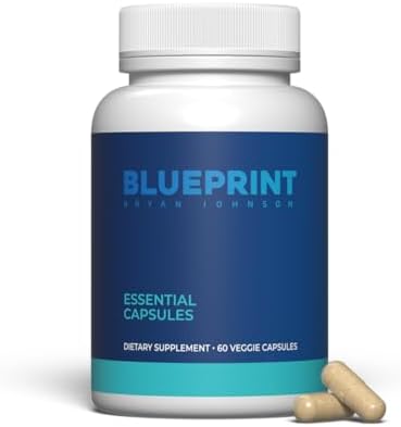 Blueprint Bryan Johnson Essential Capsules - Daily Multivitamin/Multimineral for Women and Men - Antioxidant Supplement with Calcium, Vitamin B1, Vitamin D, and Zinc - Vegan and Non GMO (30 Servings)